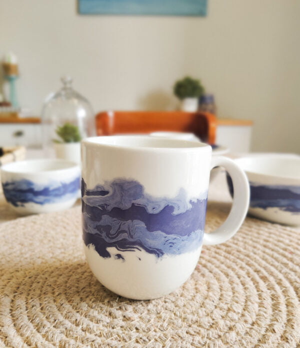 Ceramic porcelain mug in blue