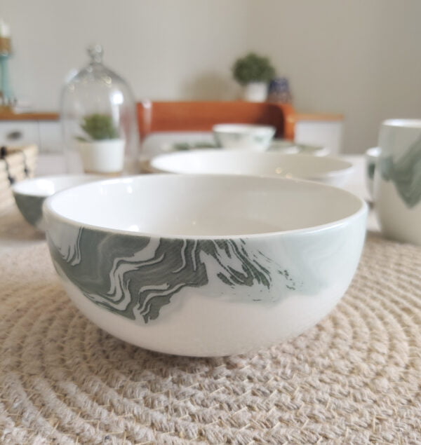 Sage porcelain serving bowl