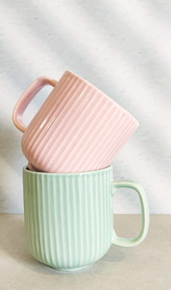 Handmade ceramic pastel mugs