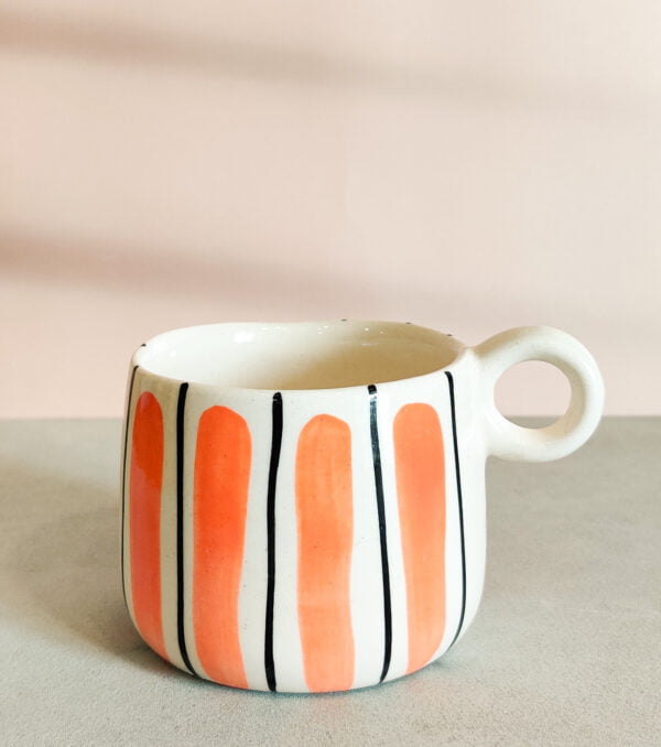 Ceramic mug with stripes