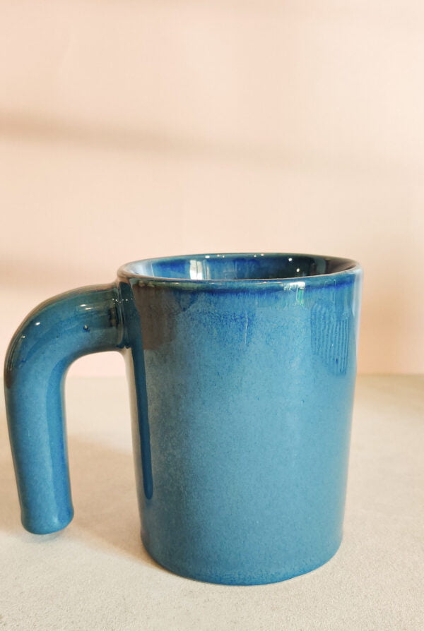 Blue bliss comfort mug - ceramic handmade mug with long handle