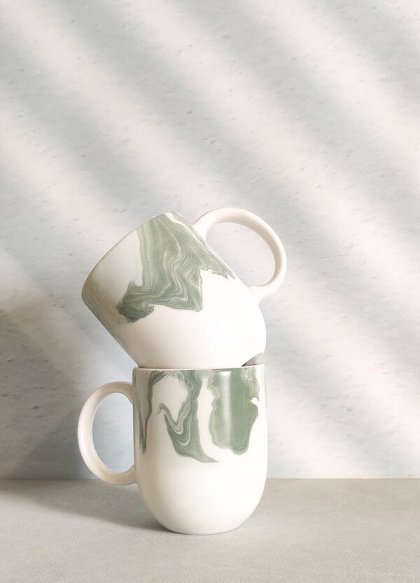 Handcrafted Fine porcelain ceramic mug in sage green