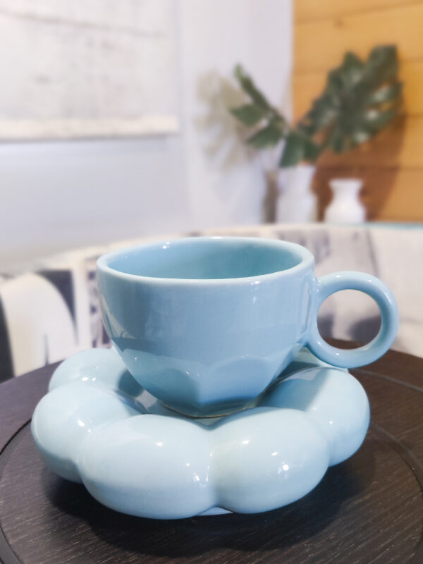 Handmade ceramic Dreamy cloud cup & saucer set in blue