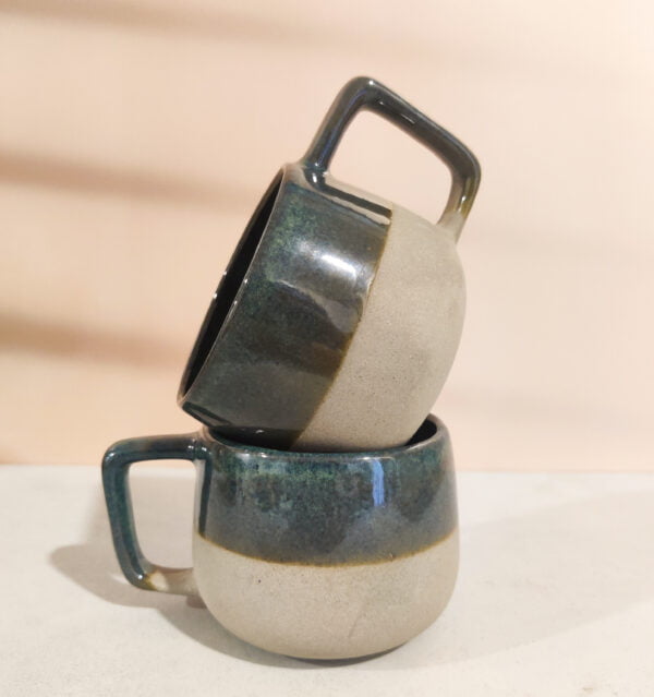 Ceramic handmade mug in dual finish