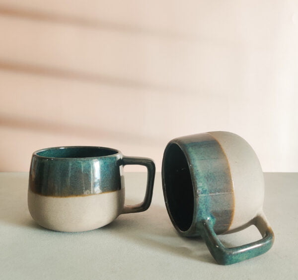 Ceramic handmade mug in dual finish