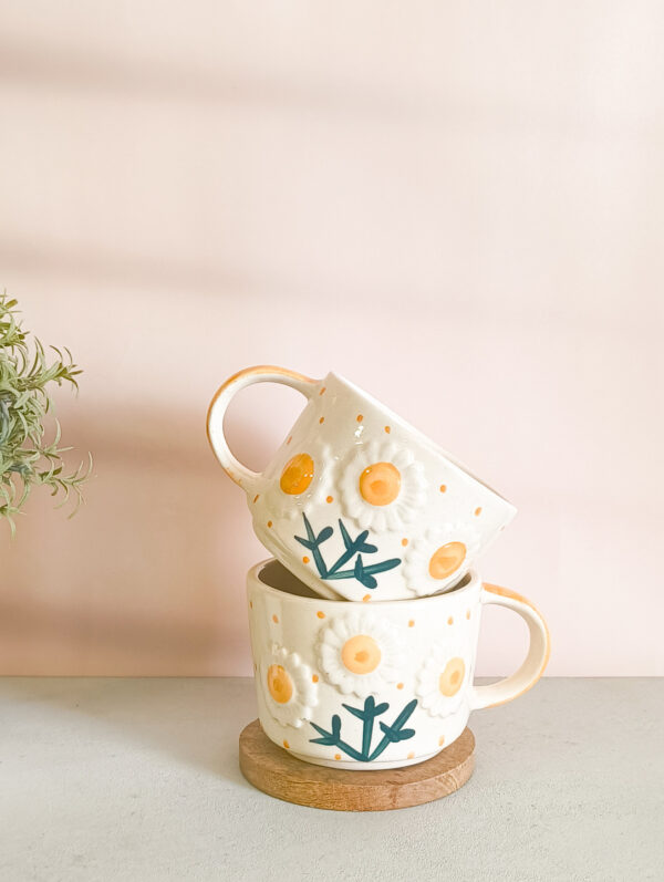 3D floral broad coffee mug