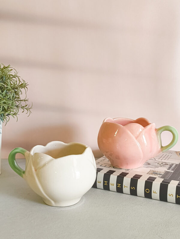 Handmade ceramic tulip broad coffee mug