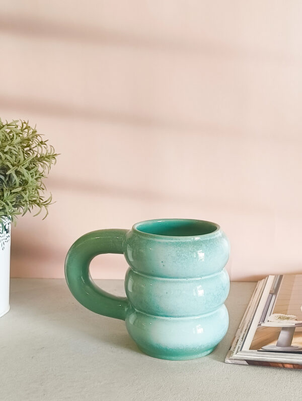 Jumbo ceramic beer mug in aqua