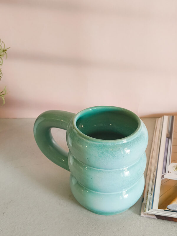 Jumbo ceramic beer mug in aqua