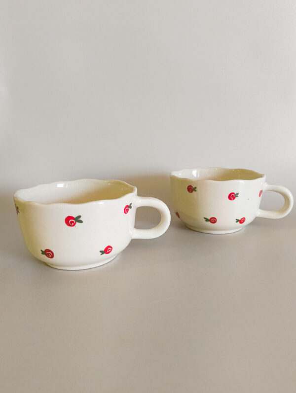 Handmade ceramic cherry broad mug or soup mug