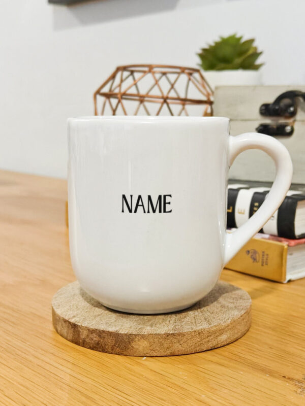 Personalised and printed ceramic coffee mug