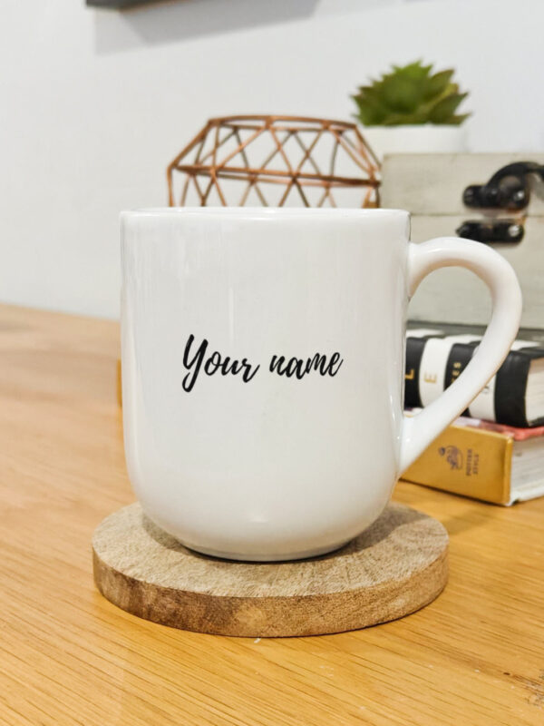 Personalised and printed ceramic coffee mug